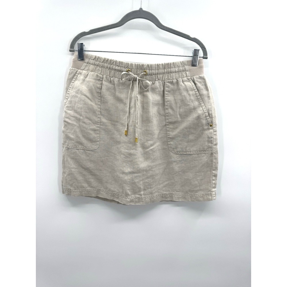 Ellen Tracy Small Linen Skirt Cottage Pockets Drawstring Shorts Beach Coastal